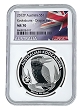 2012 Australia 1oz Silver Kookaburra NGC MS70 - Flag Label