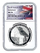2016 Australia 1oz Silver Kookaburra NGC MS70 - Flag Label
