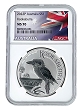 2022 Australia 1oz Silver Kookaburra NGC MS70 - Flag Label